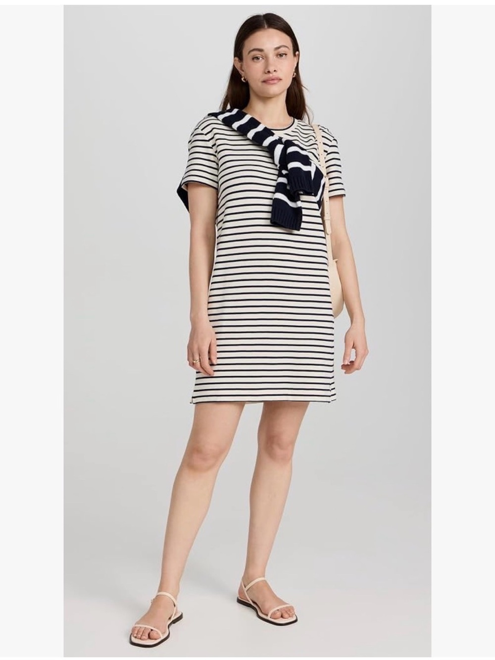 Taylor Stitch Merino Striped Short Sleeve T-Shirt Dress - Navy & White